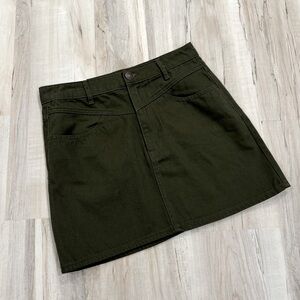 NWT Forever 21 - Olive Cotton Denim Mini Skirt Size Small